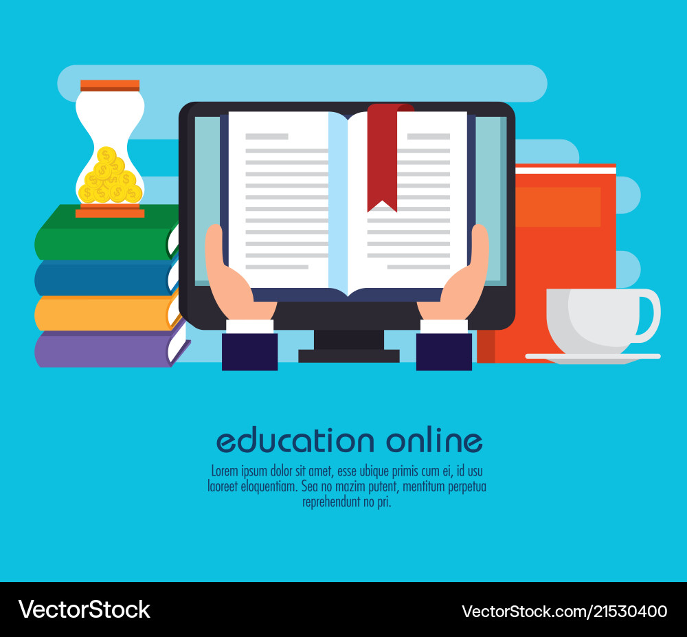 Education on line with desktop display Education on line with desktop display vector image