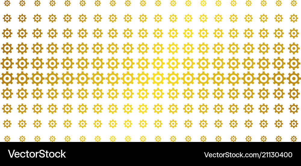 Gear golden halftone array Gear golden halftone array vector image