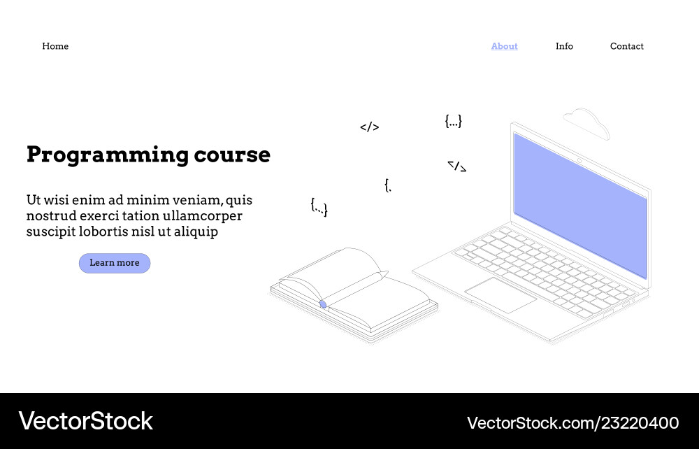 Landing page template programming course modern Landing page template programming course modern Vector Image