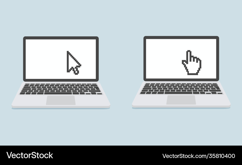 Laptop mit Zeiger oder Cursor-Symbol isoliert Laptop mit Zeiger oder Cursor-Symbol isoliert vektorbild