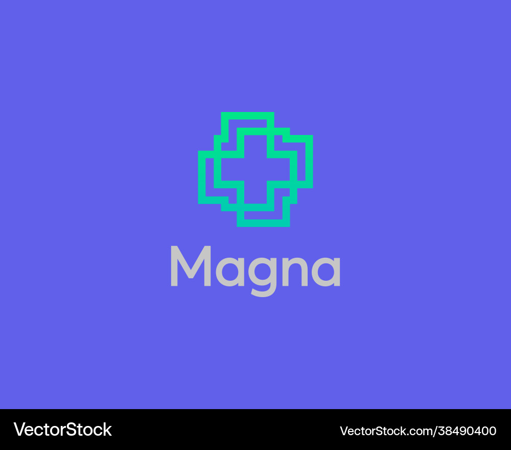 Linear cross plus loop icon logo design Vector Image