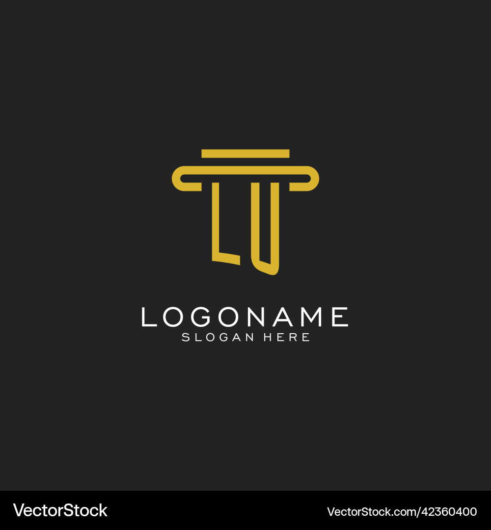 Lu initial logo with simple pillar style design vector image