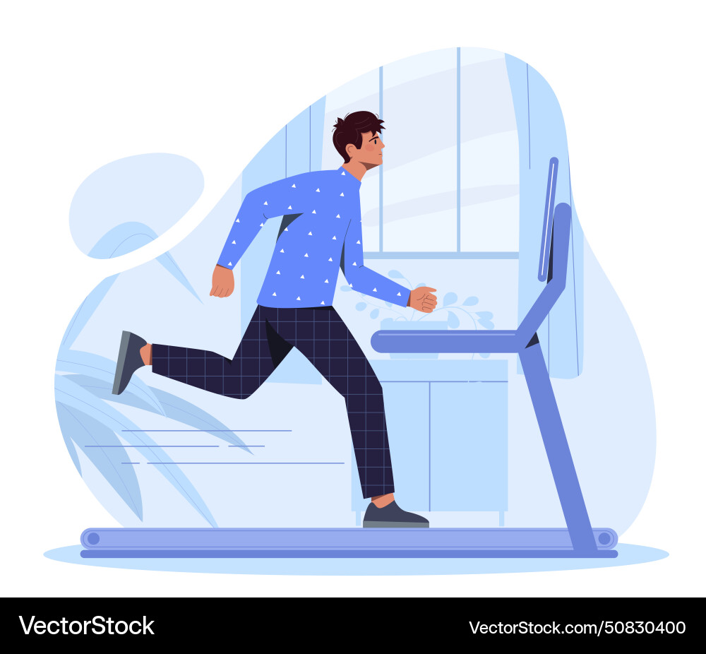 Man Using Treadmill Vector Image