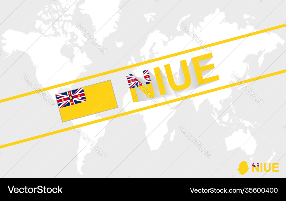 Niue map flag and text vector image