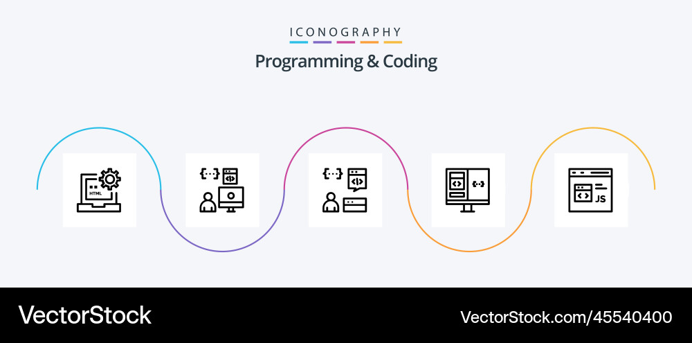 Programming and coding line 5 icon pack including vector image