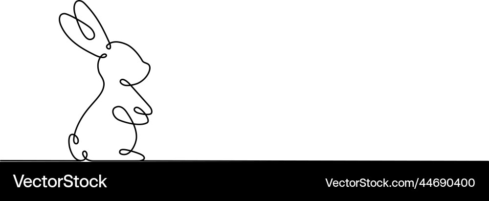 Rabbit one line continuous drawing hare Rabbit one line continuous drawing hare Vector Image