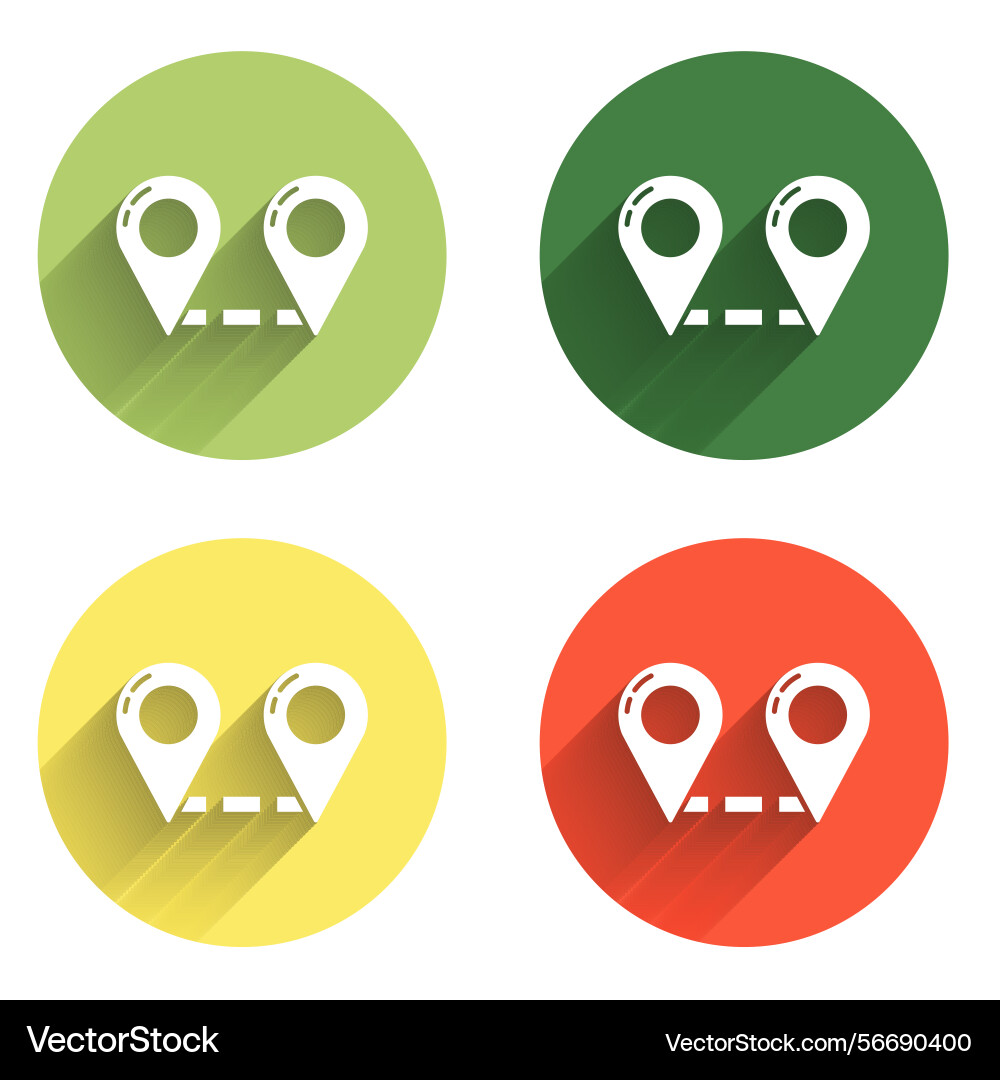 Set route location icon isolated with long shadow Set route location icon isolated with long shadow vector image