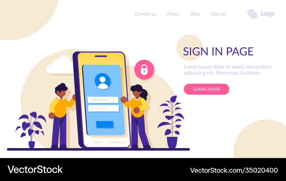 Sign in page interface concept user login form Sign in page interface concept user login form vector image