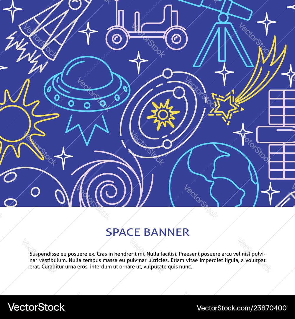 Space elements concept background in line style Space elements concept background in line style vector image