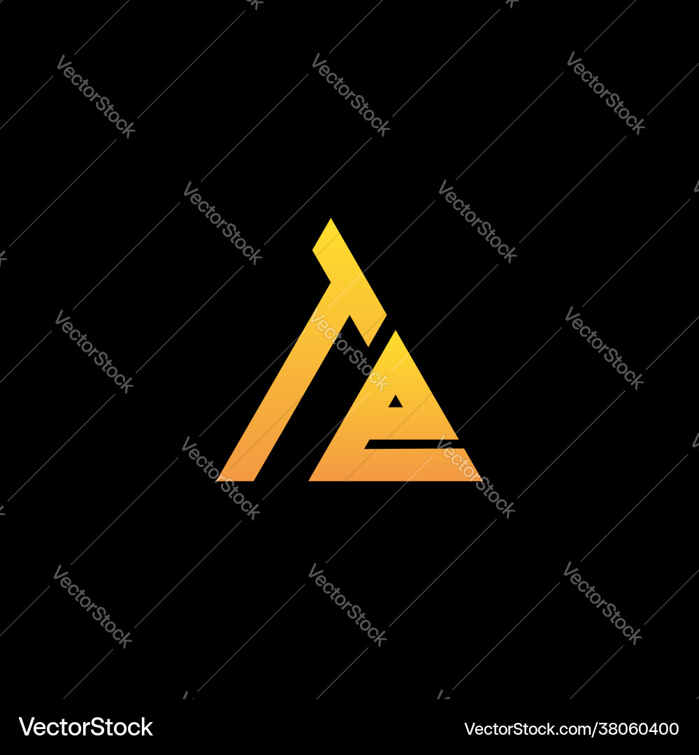 T e monogram initial logo with a yellow triangle vector image