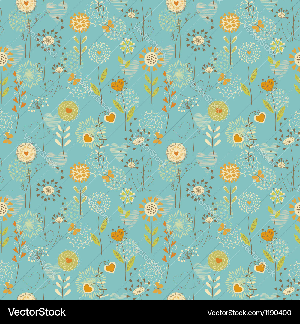 Watercolor Heart Floral Pattern vector image