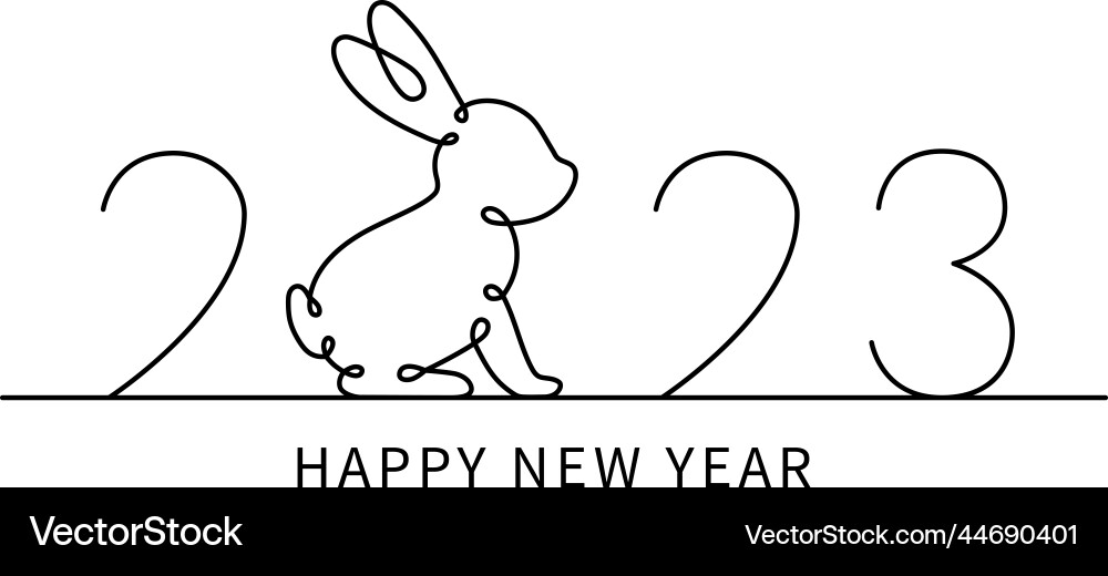 2023 rabbit one line continuous drawing year 2023 rabbit one line continuous drawing year Vector Image