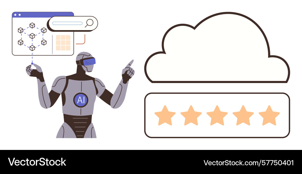 Ai robot analyzing data connections and cloud Ai robot analyzing data connections and cloud vector image