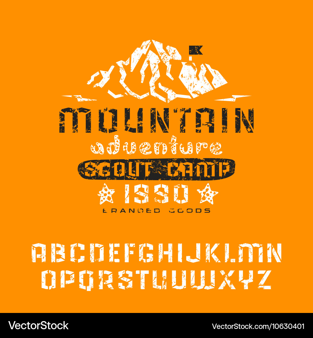 Angular stencil plate sanserif font vector image