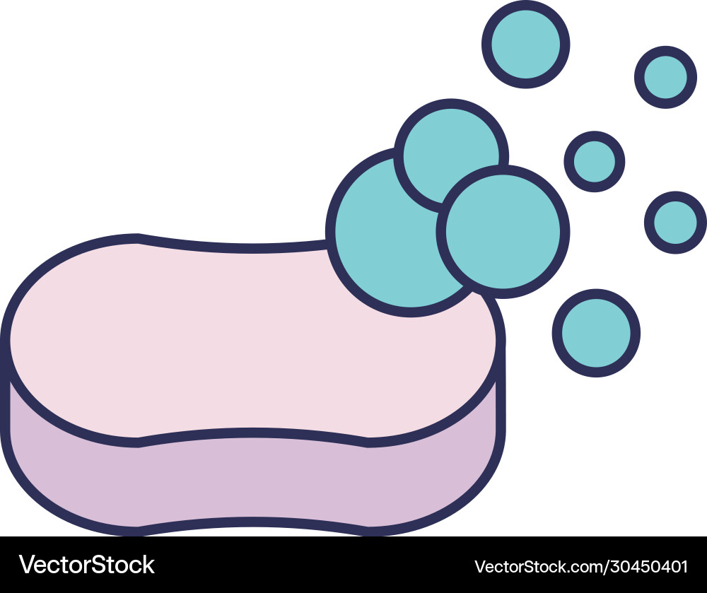 Bar soap with foam line and fill style icon Vector Image