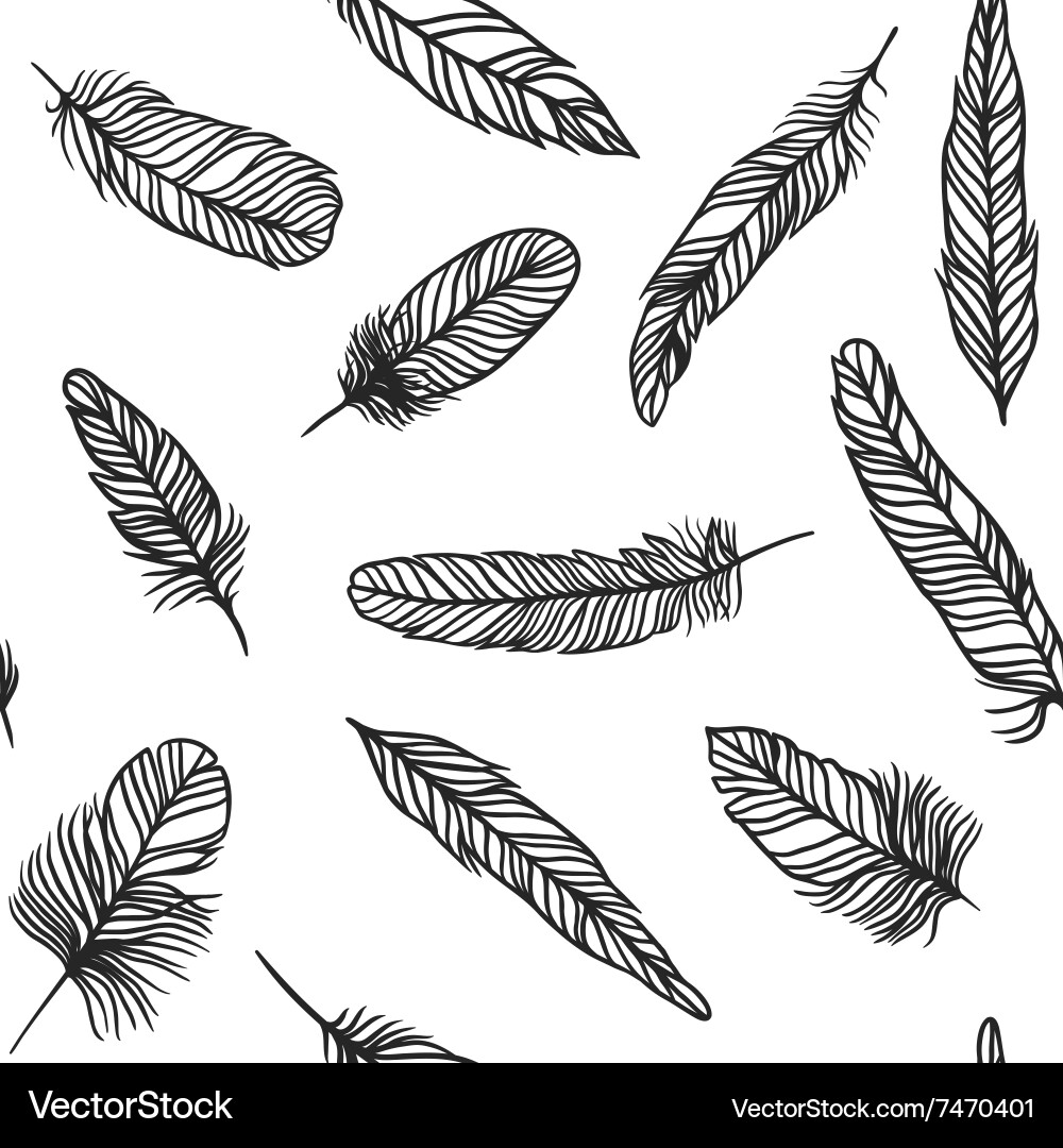 Boho Feather Seamless Pattern Vector Image