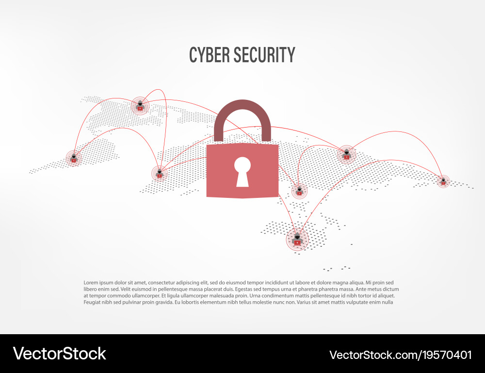 Closed padlock on internet hacker background vector image