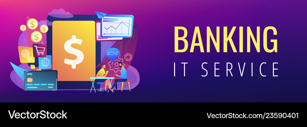 Core banking it system concept banner header Core banking it system concept banner header vector image