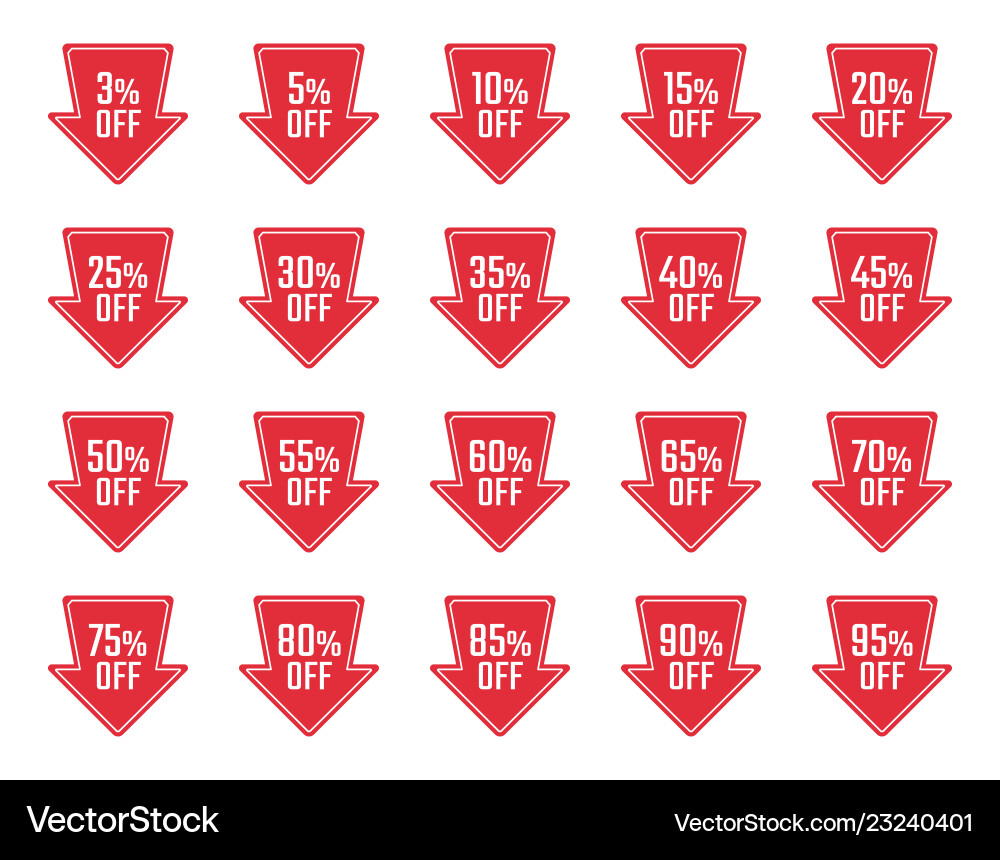 Discount price off tags set sale labels Vector Image