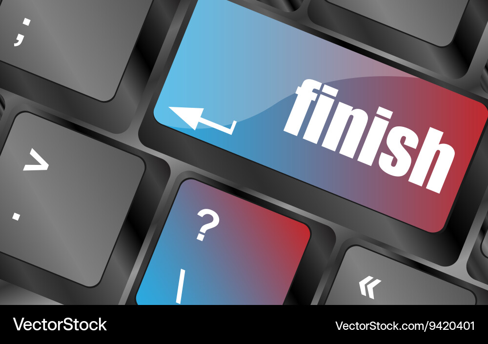 Finish button on black internet computer keyboard vector image