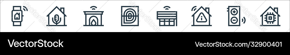 Flat smarthome line icons linear set quality Flat smarthome line icons linear set quality Vector Image