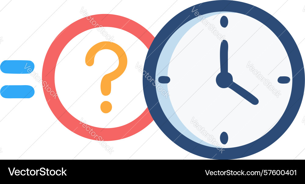 Flexible time options equals question mark clock vector image