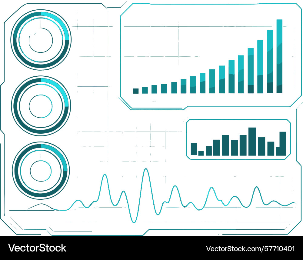 Futuristic hud display with graphs circular vector image