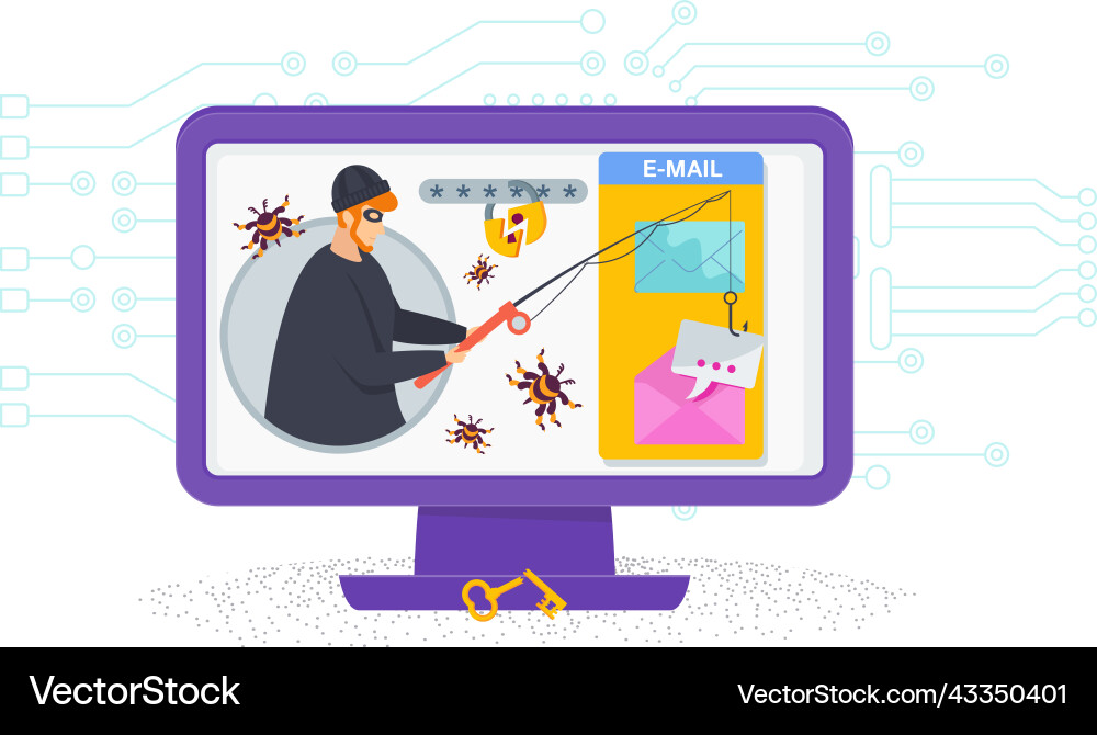 Hacker attack computer scams vector image