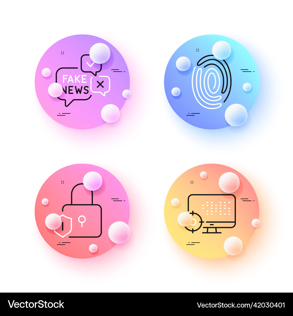Lock seo and fingerprint minimal line icons Lock seo and fingerprint minimal line icons vector image