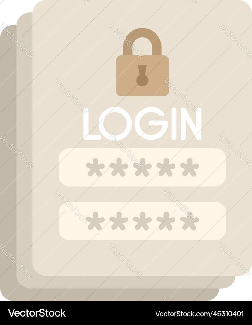 Login password icon flat page log Login password icon flat page log vector image