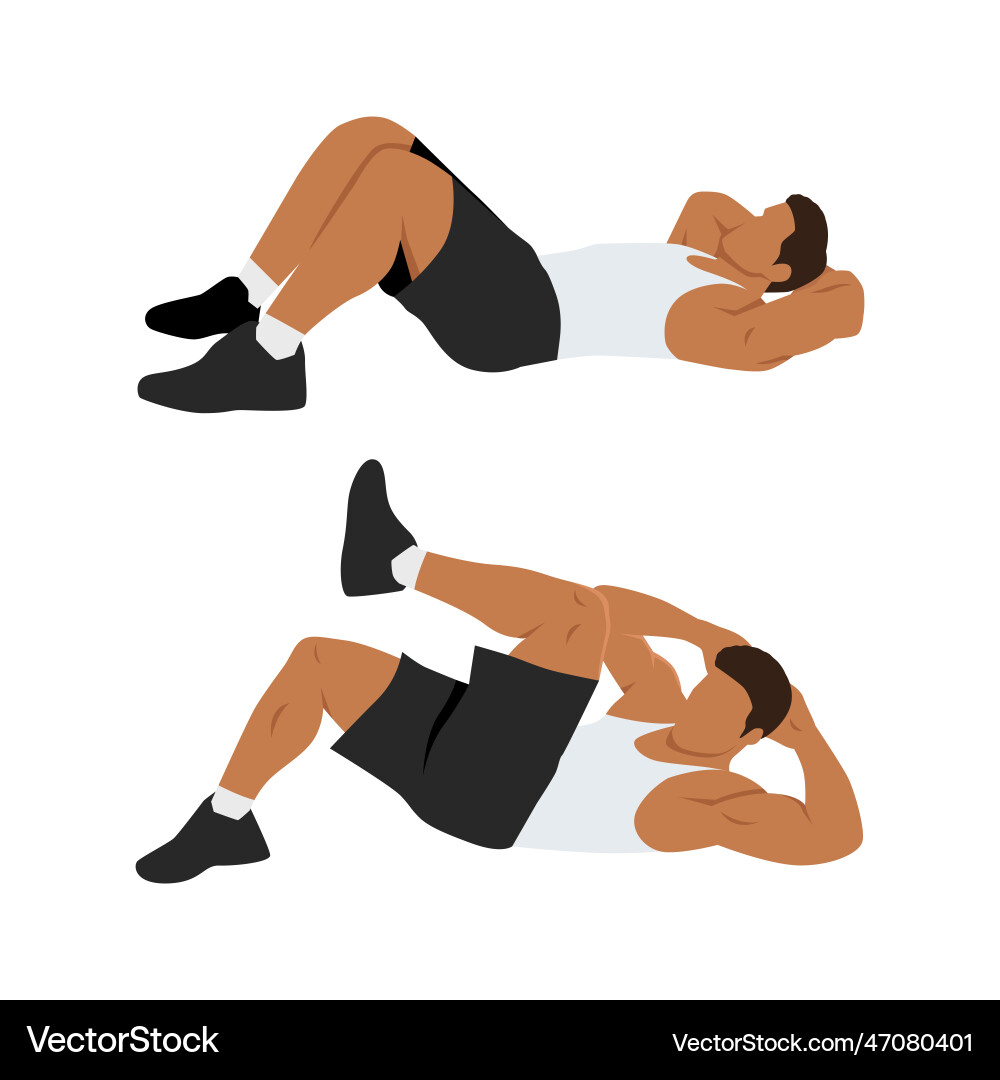 Mann tun modifizierte knirschen Bauchtraining Mann tun modifizierte knirschen Bauchtraining Vektorbild