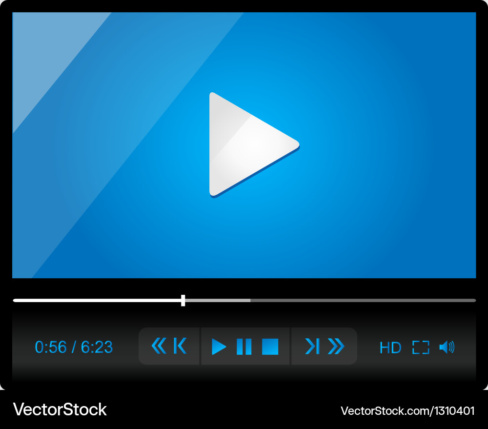 Minimalist Video Player Interface vector image