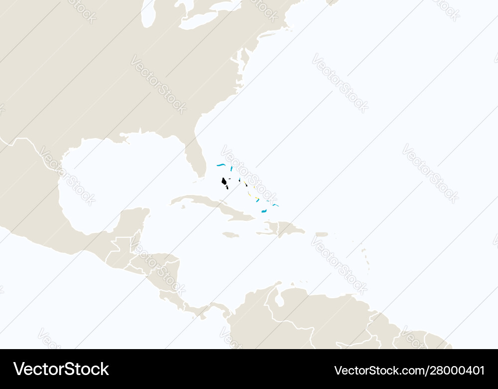 North America With Highlighted The Bahamas Map Vector Image North America With Highlighted The Bahamas Map Vector 28000401