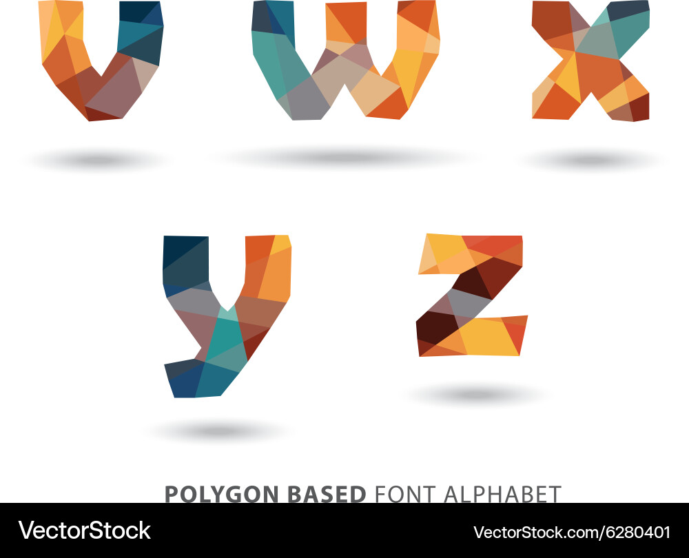 Polygonal colorful letters part of a to z set vector image