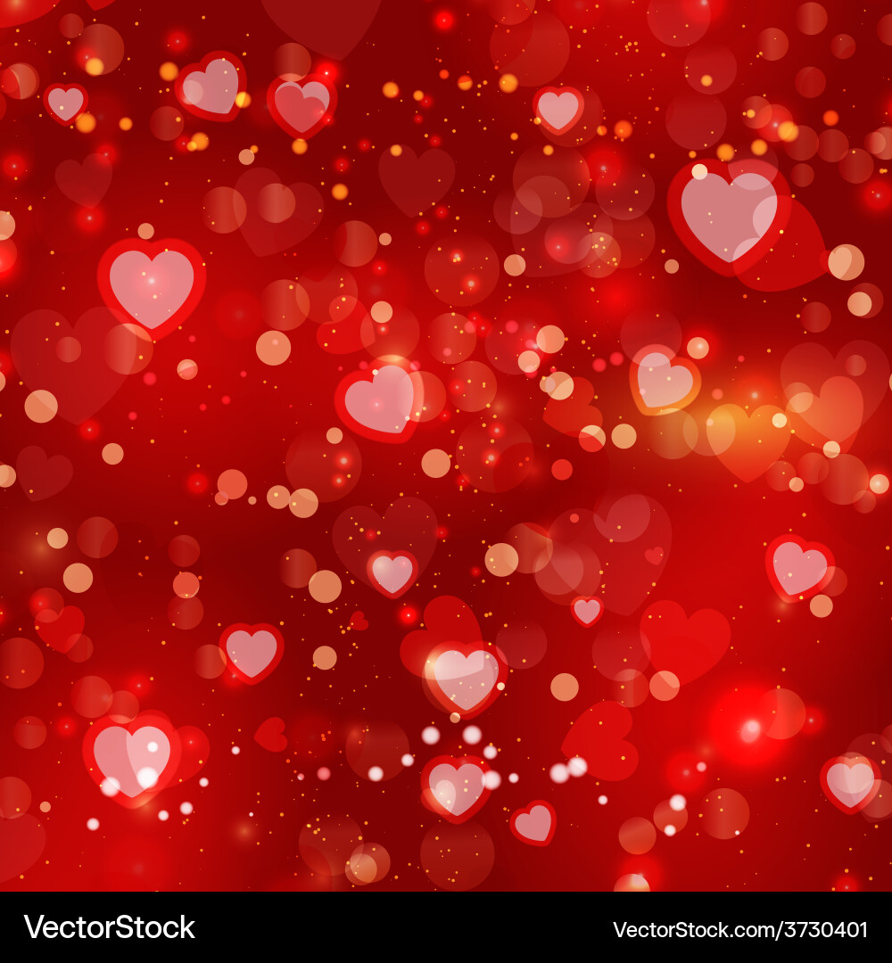 Romantic Hearts Bokeh Background Vector Image
