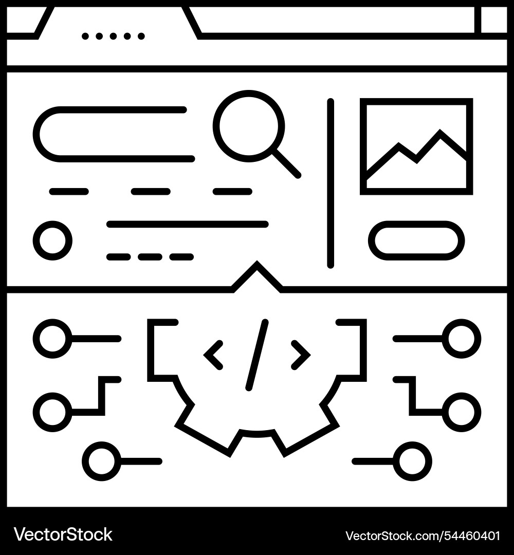 Search algorithm seo line icon Search algorithm seo line icon vector image