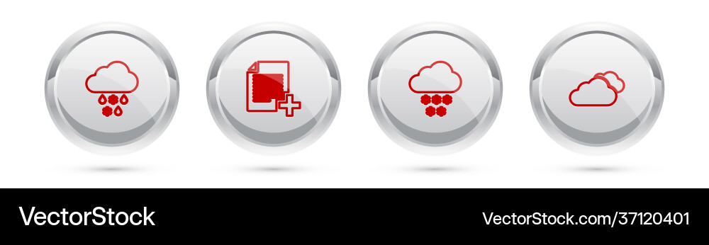 Set line cloud with snow and rain add new file Set line cloud with snow and rain add new file vector image