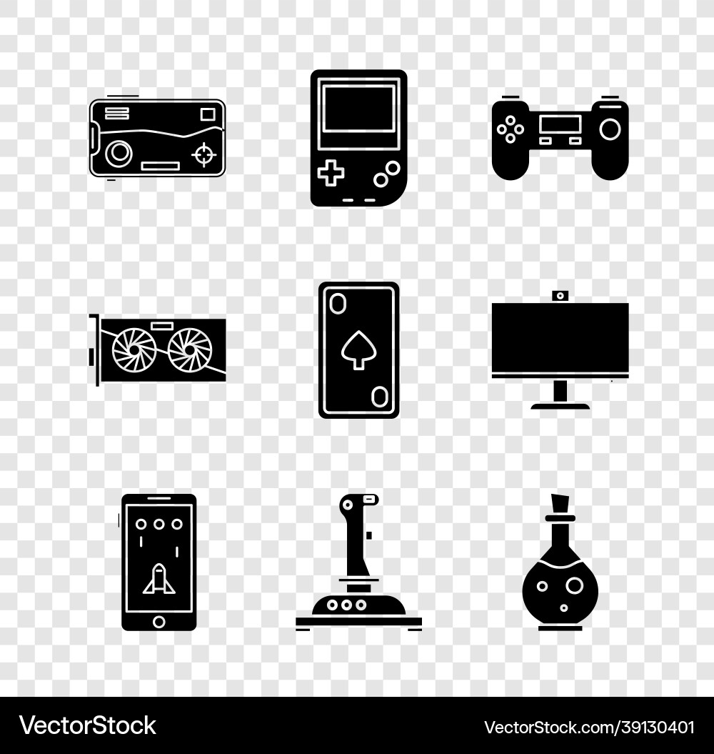 Set mobile and playing in game portable video Set mobile and playing in game portable video Vector Image