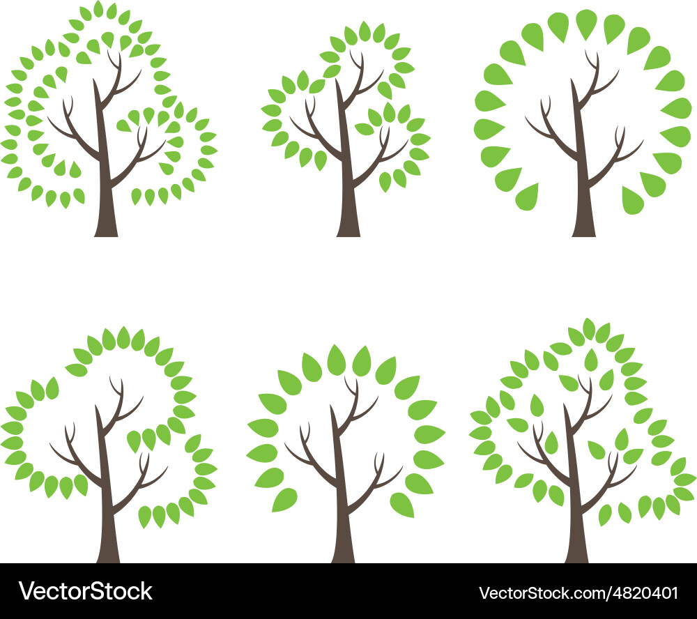 Set of abstract trees vector image