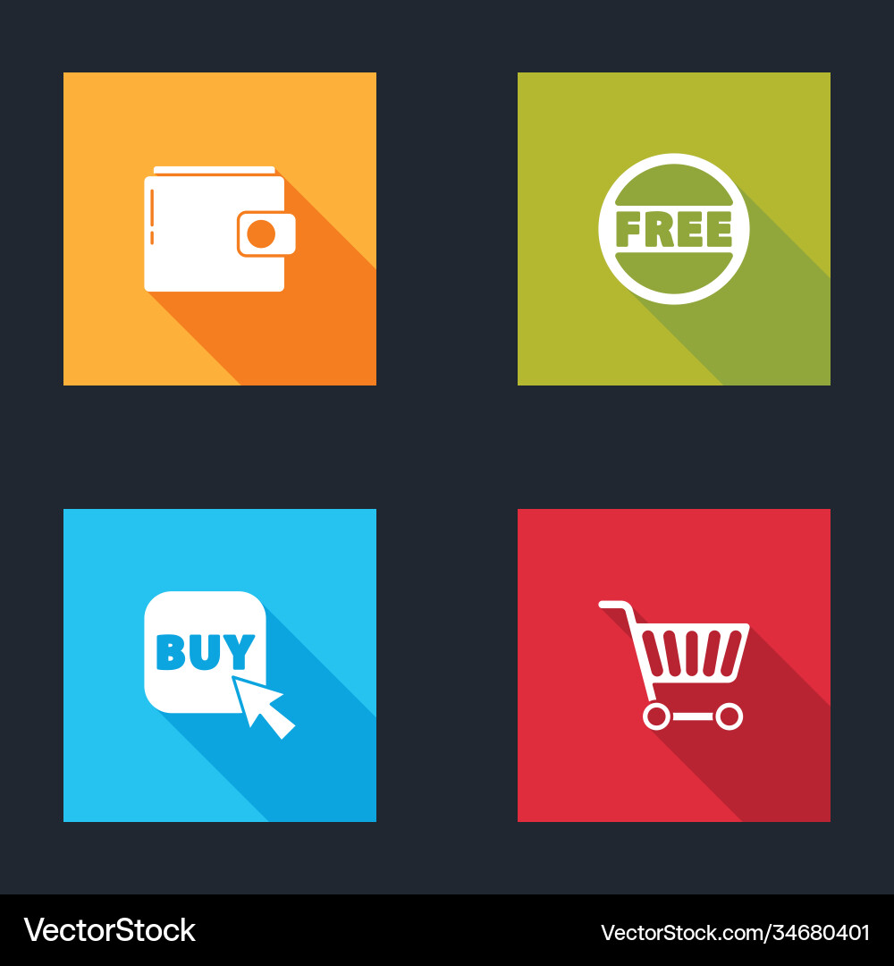 Set wallet price tag with free buy button Set wallet price tag with free buy button vector image