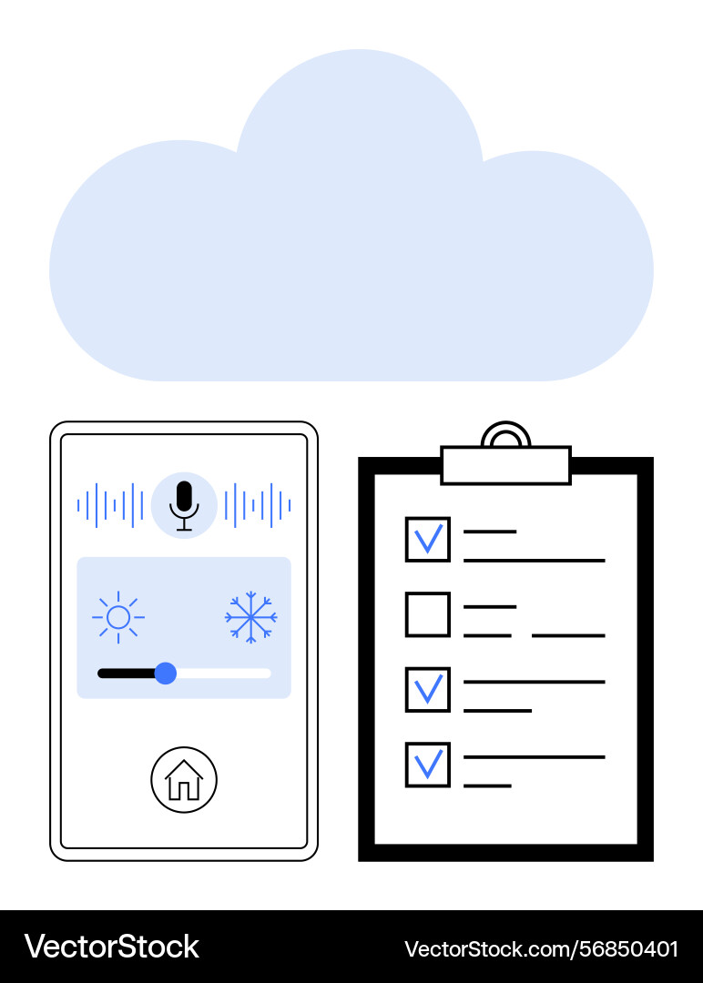 Smart home device interface with cloud integration Smart home device interface with cloud integration vector image