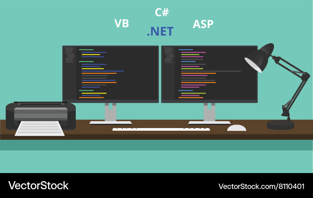 Software Development Workspace Vector Image