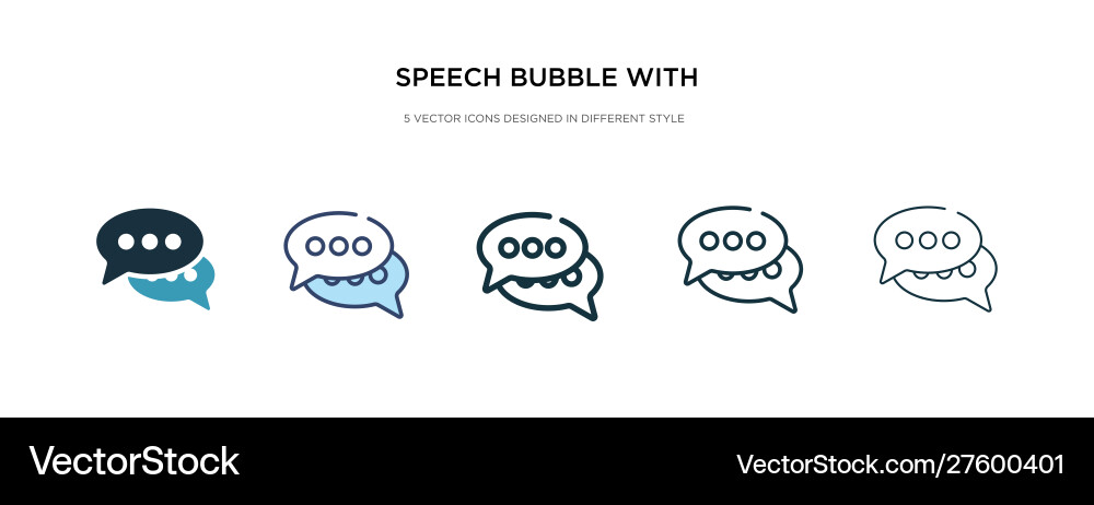Speech bubble with ellipsis icon in different Speech bubble with ellipsis icon in different vector image