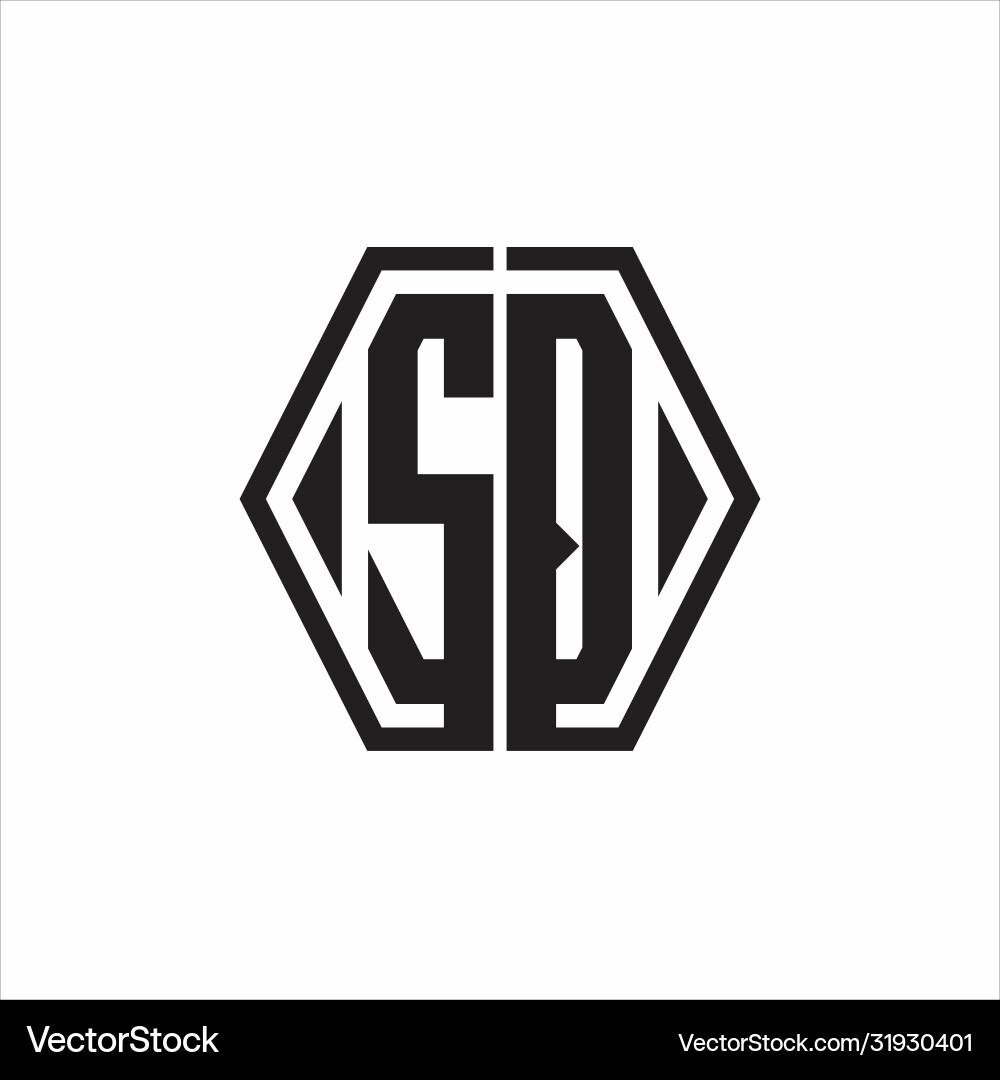 Sq logo monogram with hexagon line rounded design vector image