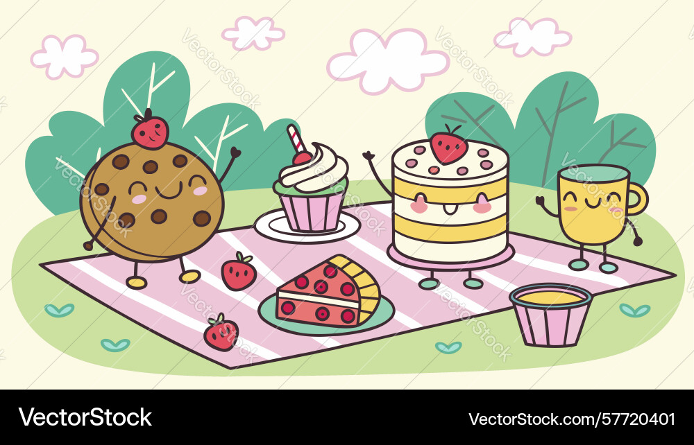 Sweet desserts display table design generative ai Vector Image
