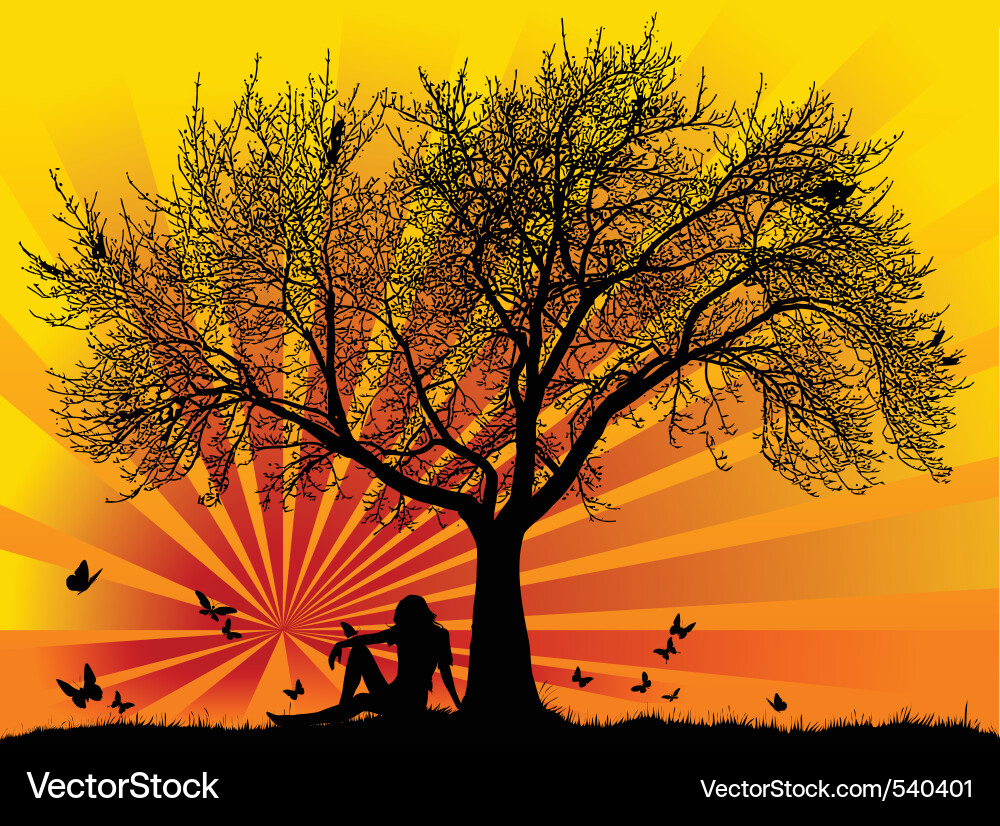 Under the tree Vector Image
