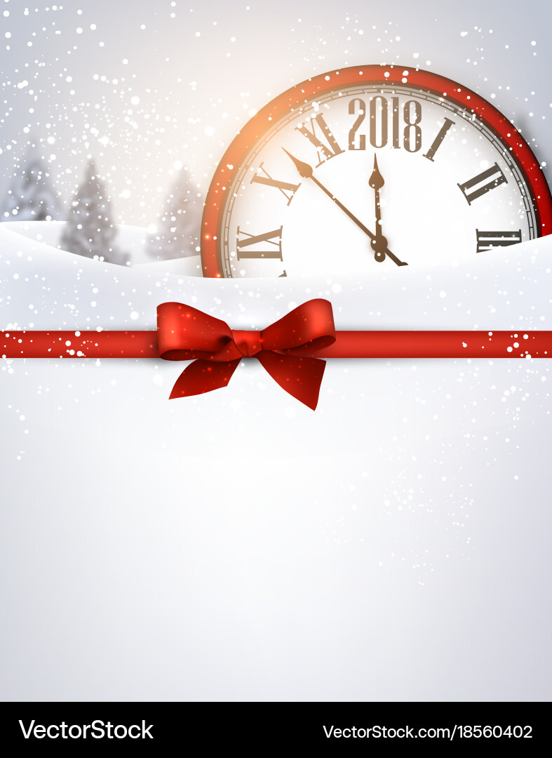 2018 new year background with clock vector image