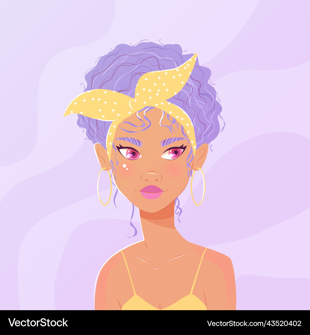 Beautiful young woman with purple curly hair Beautiful young woman with purple curly hair vector image