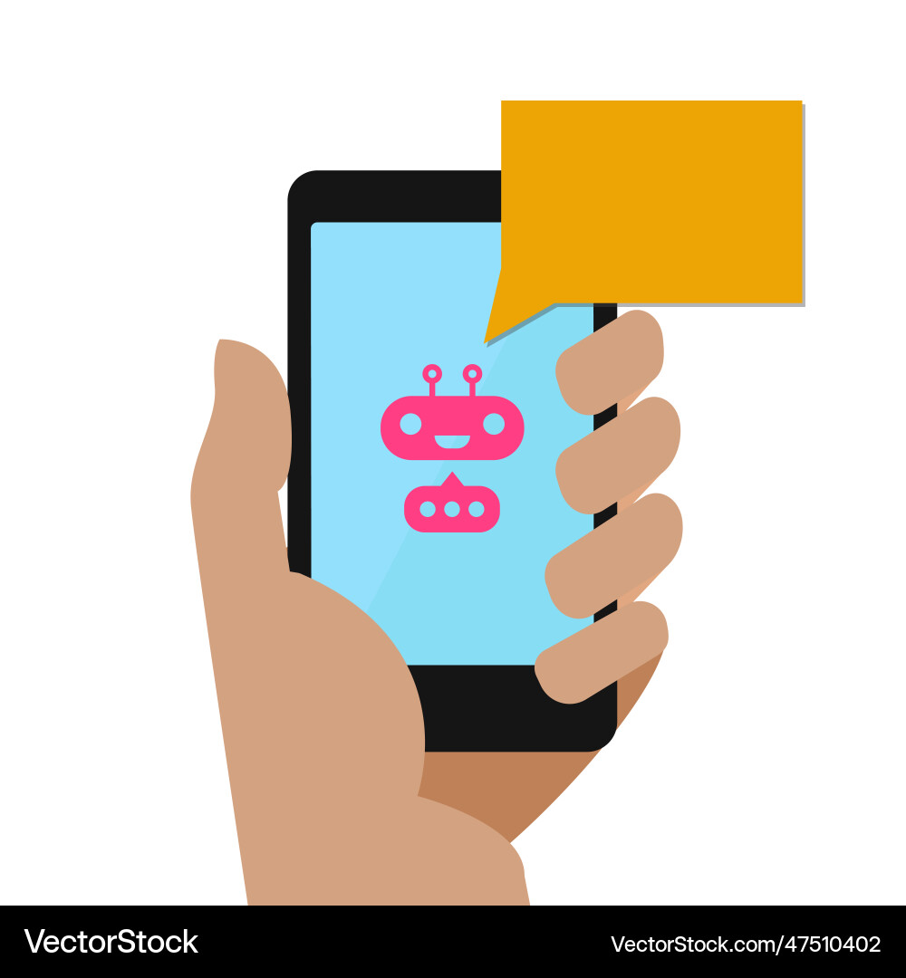 Chat bot concept modern style with mobile Chat bot concept modern style with mobile vector image