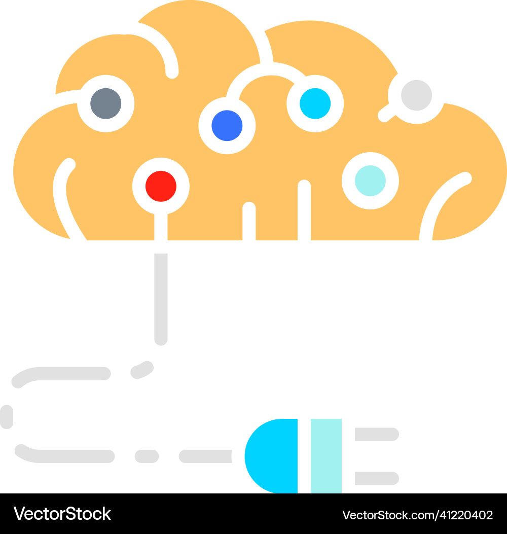 Connected brain to circuit board artificial Vector Image